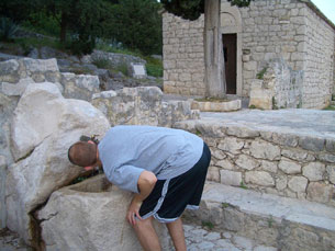 Jay drinking from water fountain in Marjan Hill