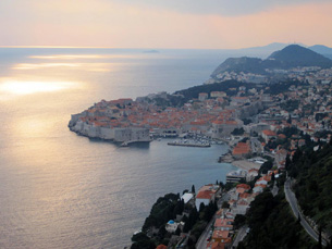 Looking back at Dubrovnik's old town from a panoramic viewpoint just south of town