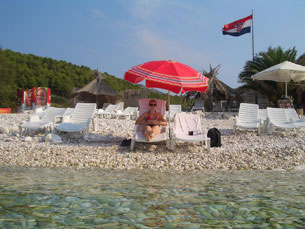 Kelly relaxing on the beach