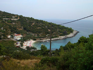 Hiking down the hillside to the beach