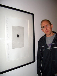 Art'otel's hallways featured playing-card artwork. Kelly asked Jay to make a funny face. This was the best he could do, first thing in the morning.